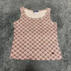 BURBERRY ピンクチェック柄 タンクトップ M