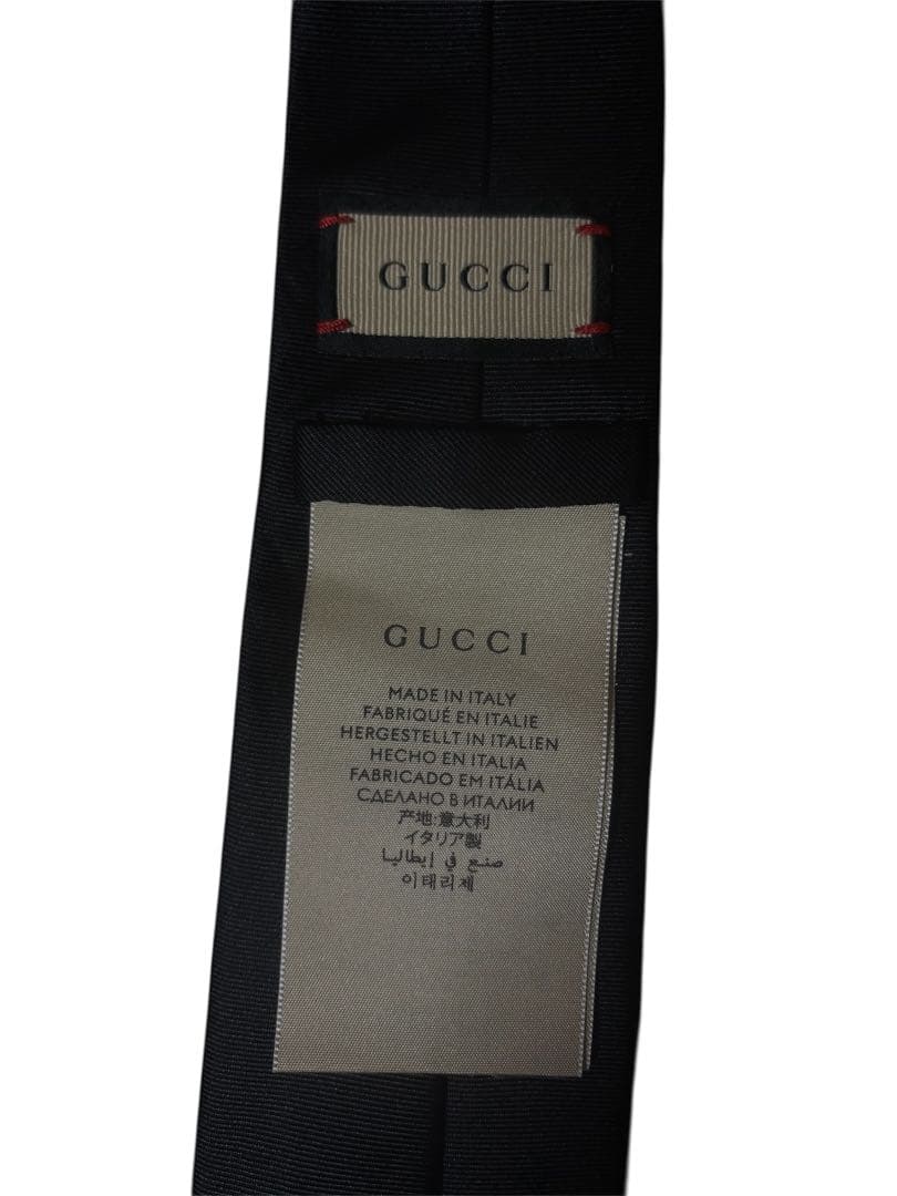 【美品】GUCCI ダブルGディティール付シルクブラックネクタイ 3