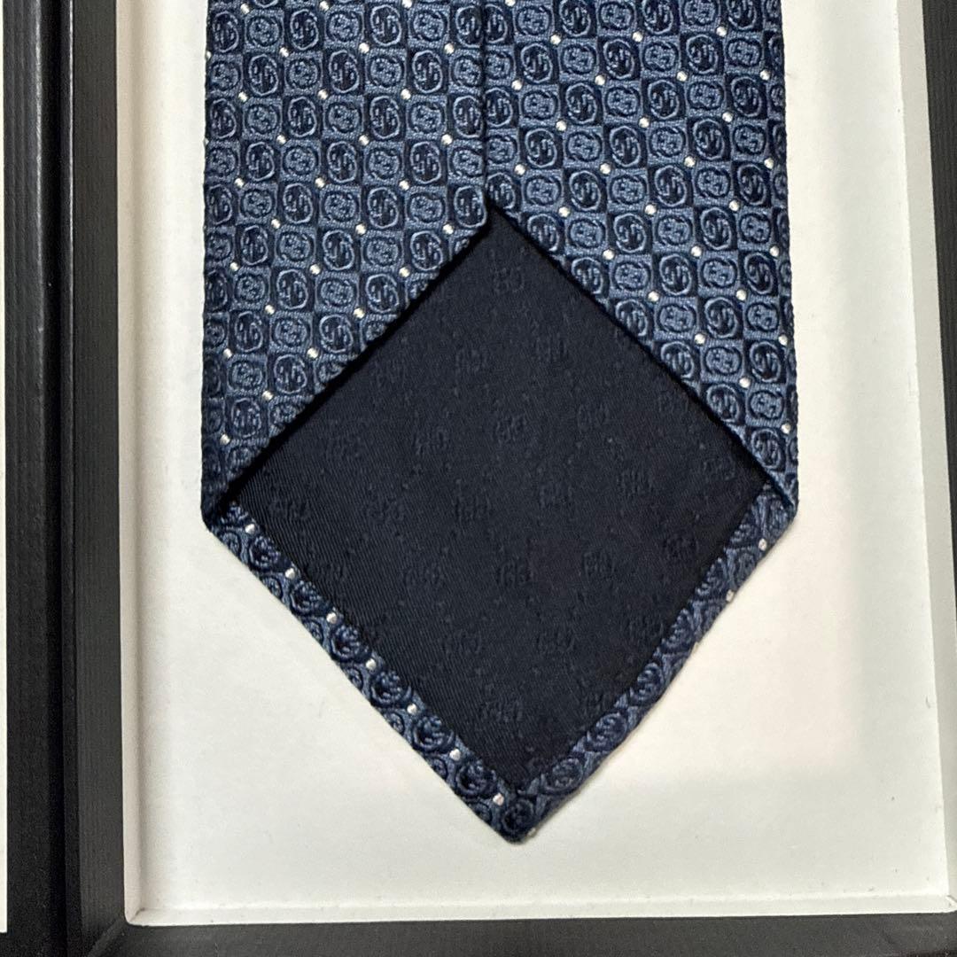 グッチ　ネクタイ　紺　マイクロGG柄　シルクジャガード 5