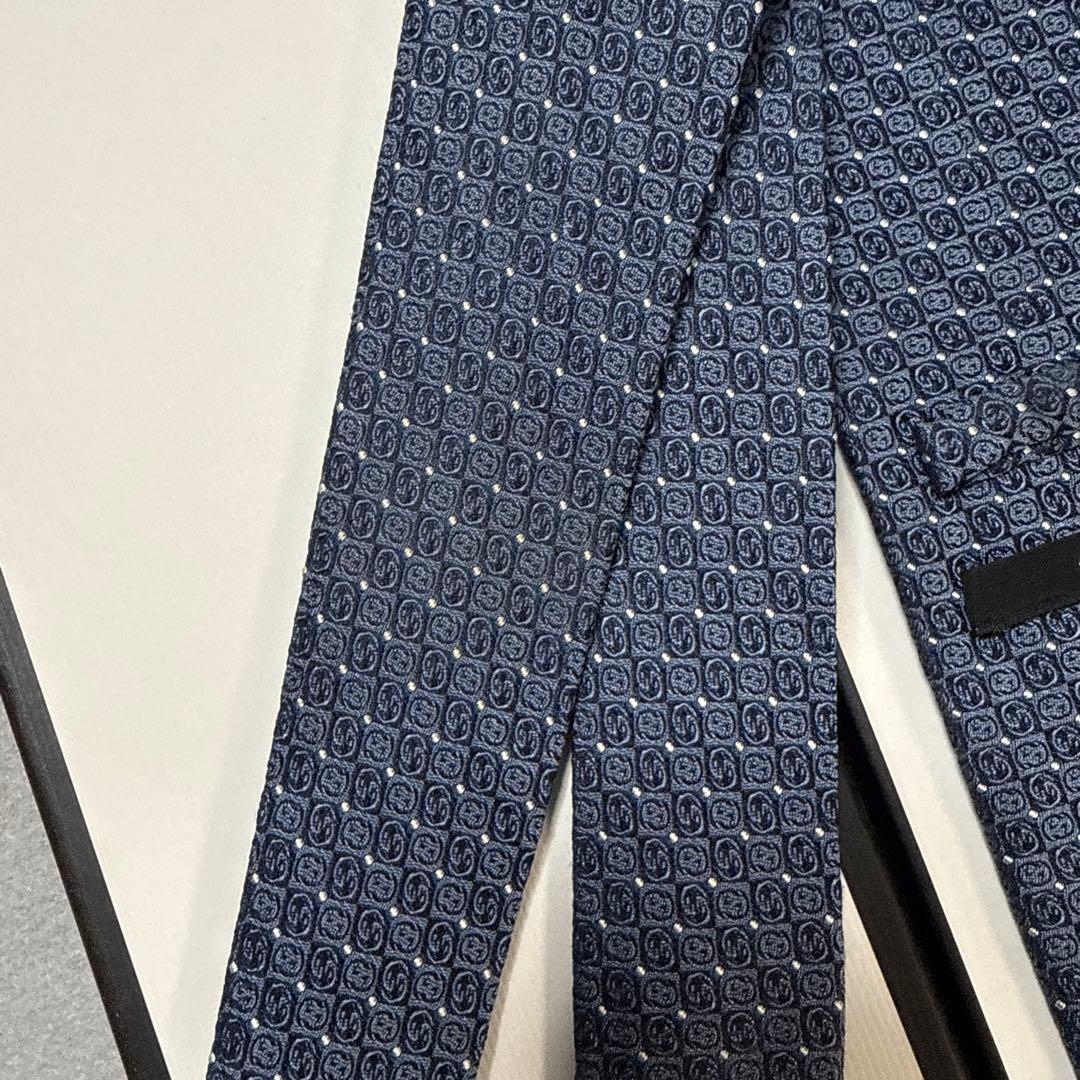 グッチ　ネクタイ　紺　マイクロGG柄　シルクジャガード 6
