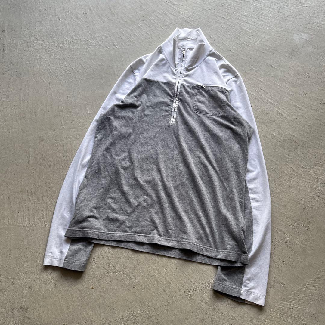 00s prada white grey bi-color half zip 4