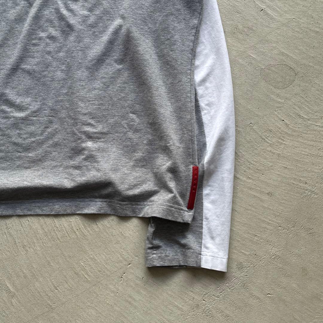 00s prada white grey bi-color half zip 8