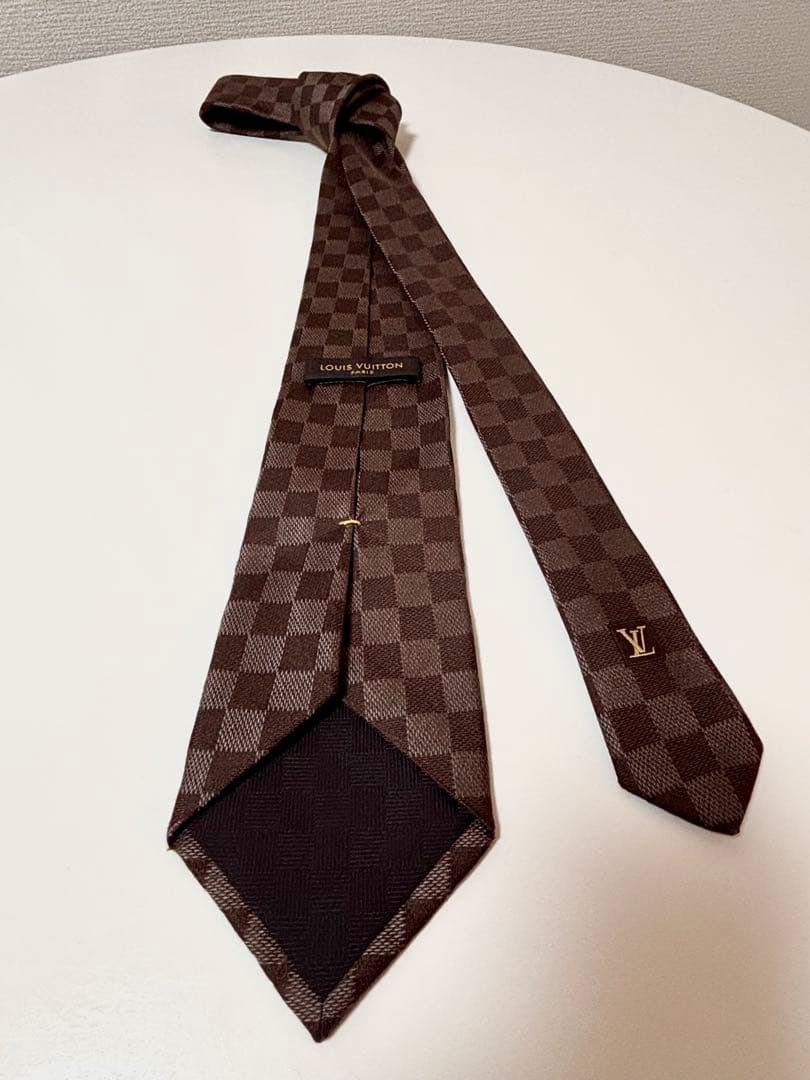 早い者勝ち！LOUIS VUITTON ブラウン ダミエ　チェック ネクタイ 3